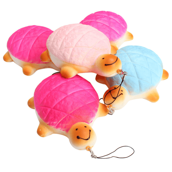 13Cm Soft Kawaii Cute Little Turtle Phone Bread Bun Squishy Charms with Rope Random Color - MRSLM