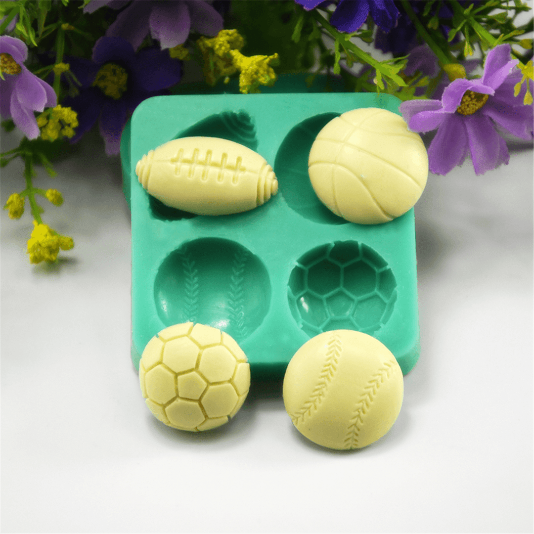 3D Silicone Football Basketball Fondant Mold Cake Sugar Chocolate Baking Tool Baking Mold - MRSLM