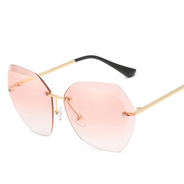 European and American Trendy Glasses Cut-Edge Sunglasses Ladies Big Rimless - MRSLM