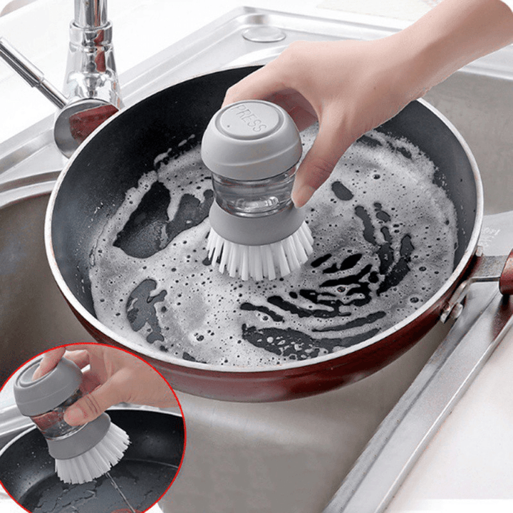 Ipree® Automatic Dishwashing Liquid Adding Brush Pot Pan BBQ Cleaning Tool Camping Picnic - MRSLM