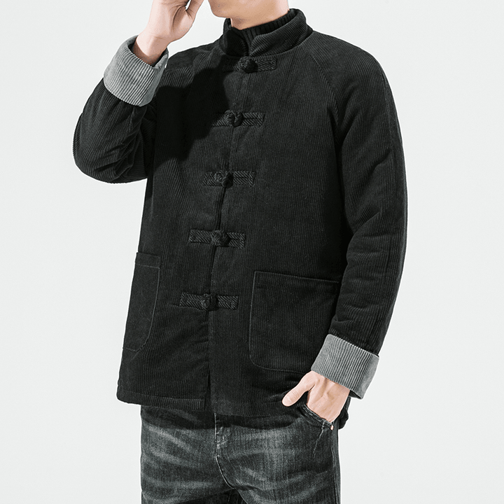 Men'S Simple Corduroy Thick Warm Cotton Coat - MRSLM