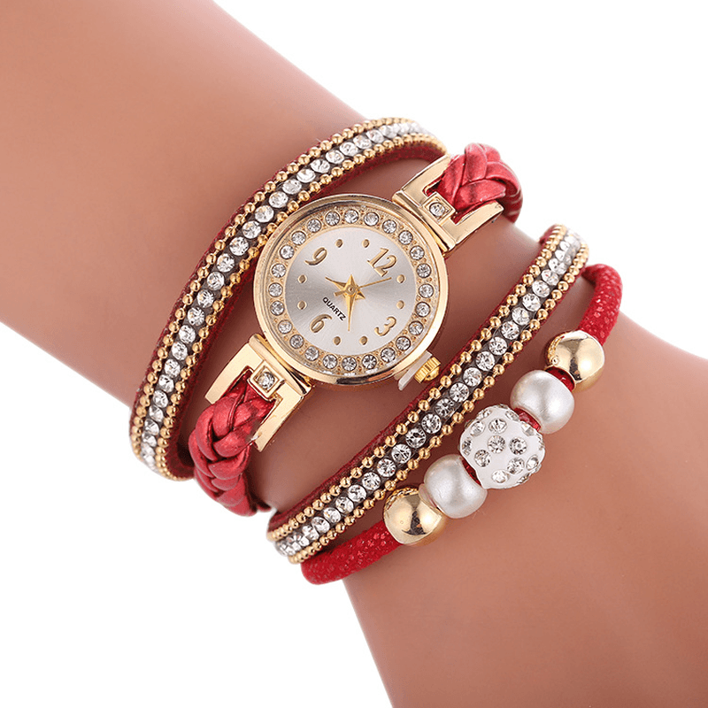 Fashion Circle Bracelet Diamond Simple Dial Ladies Dress Women Quartz Watch - MRSLM