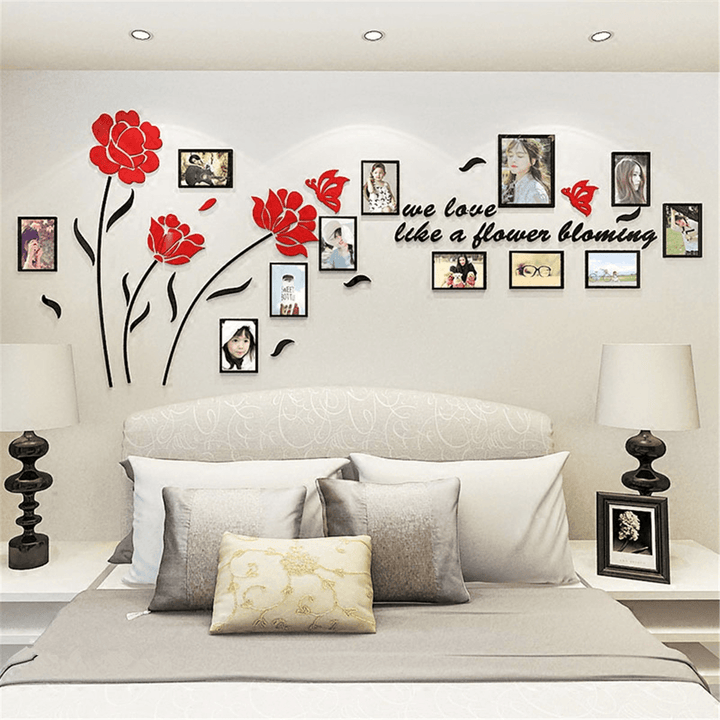 3D Acrylic Family Photo Picture Frame Wall Sticker Art Background Home Decor - MRSLM