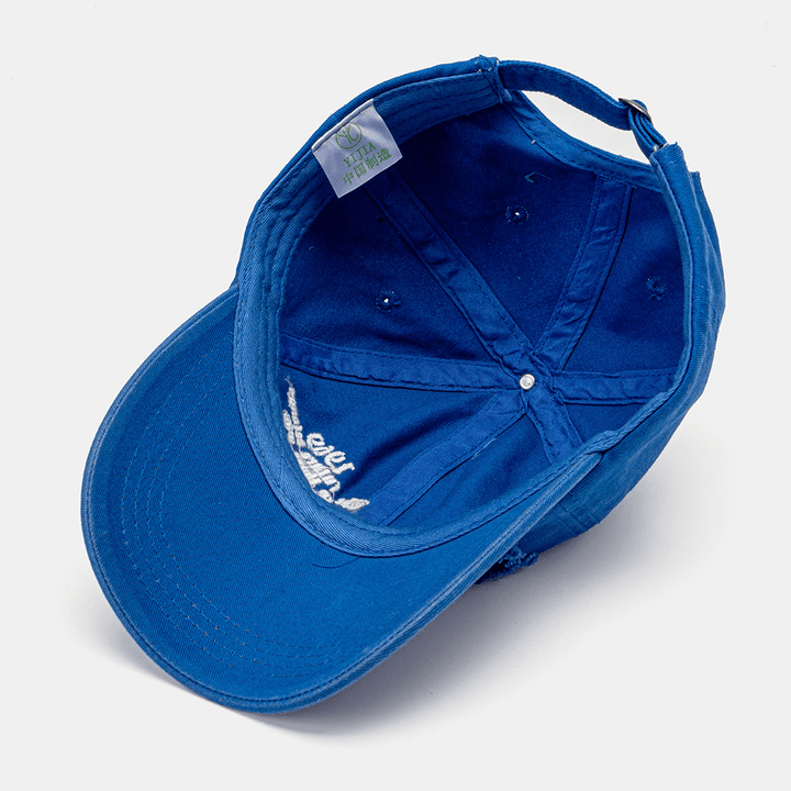 Unisex Cotton Frayed Edge Broken Hole Numbers Letters Embroidery Fashion All-Match Baseball Cap - MRSLM