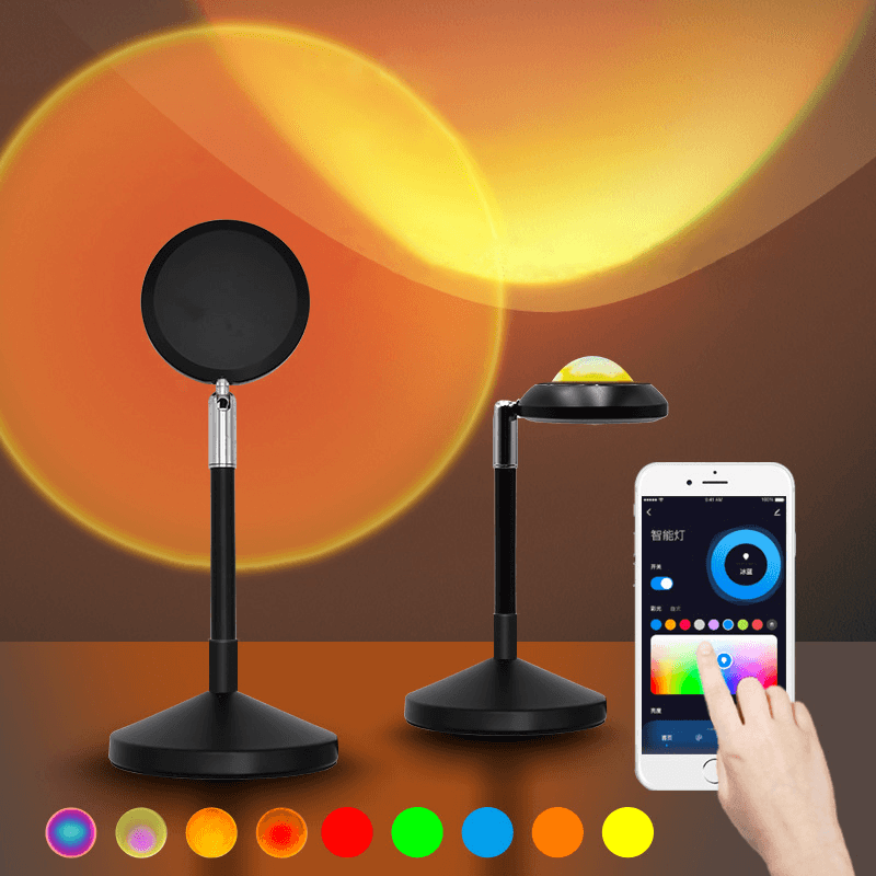 Tuya Smart WIFI Sunset Light Bluetooth Voice Control Live Broadcast Projection Sunset Lamp RGB 16 Colors 4 Modes Small Night Light - MRSLM