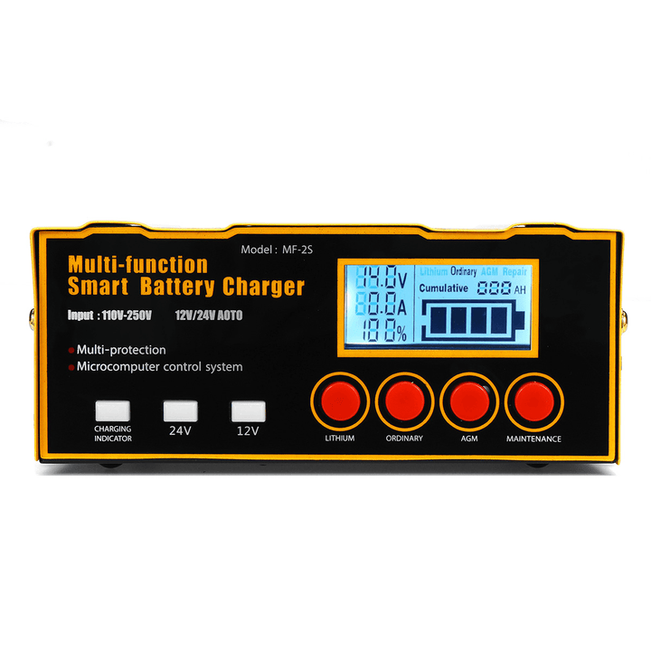 12V/24V Smart Automatic Car Motorcycle Battery Charger LCD Pulse Repair AGM Lead Acid - MRSLM