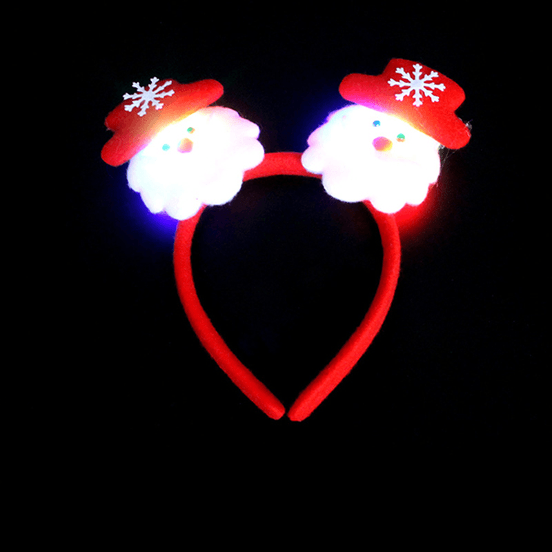 Flashing Double-Heads Christmas Head Clasp Headbrand Christmas Hair Hoop Christmas Party Supplies - MRSLM