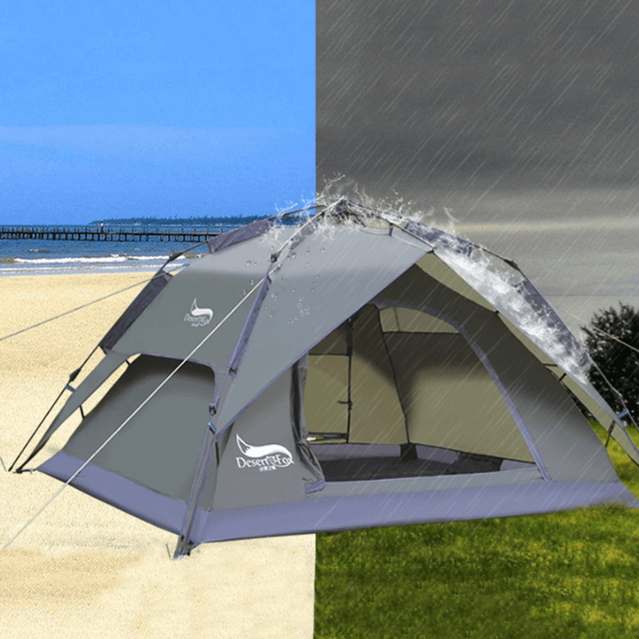 Desert&Fox Automatic Camping Tent 3-4 People Waterproof Windproof Tent Sun Shelter Canopy for Outdoor Camping Travel 3 Use - MRSLM