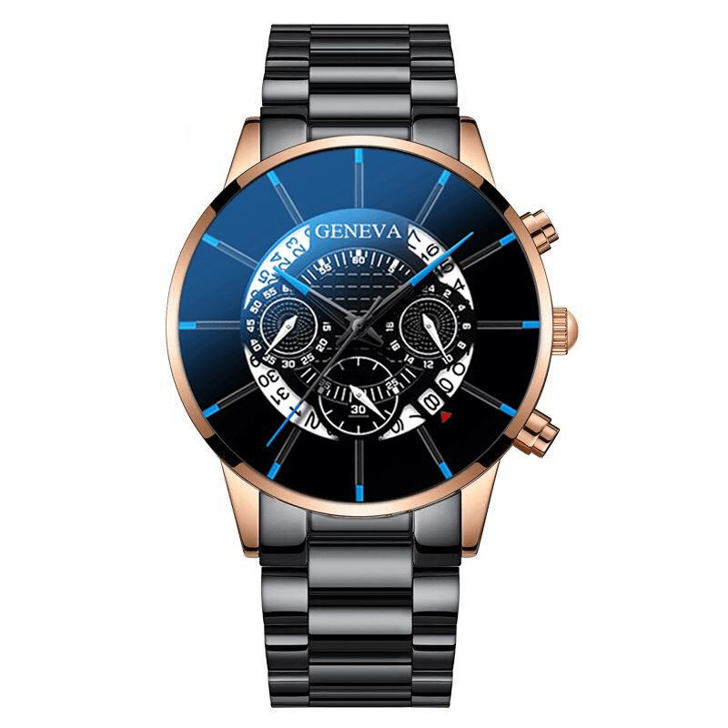 Geneva Business with Calendar Dial Stainless Steel Band Waterproof Men Quartz Watch - MRSLM