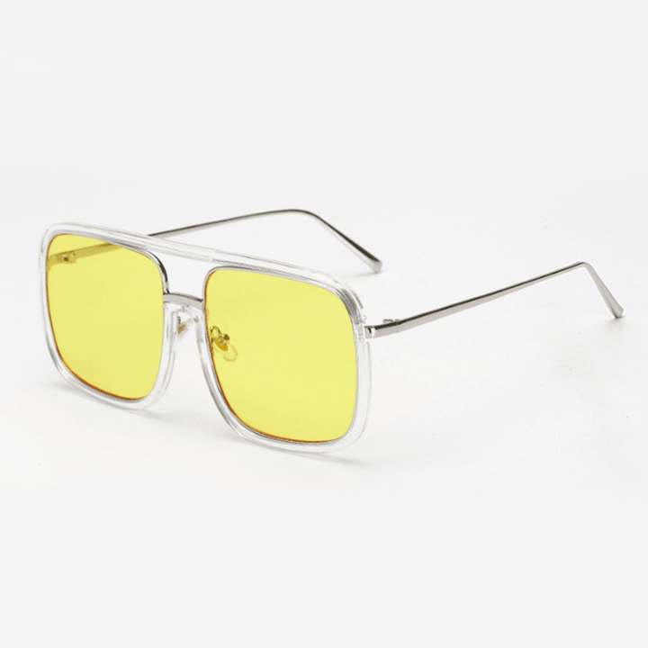 Unisex Retro Flat Mirror Square Large Frame Transparent Anti-Uv Sunglasses for Woman - MRSLM