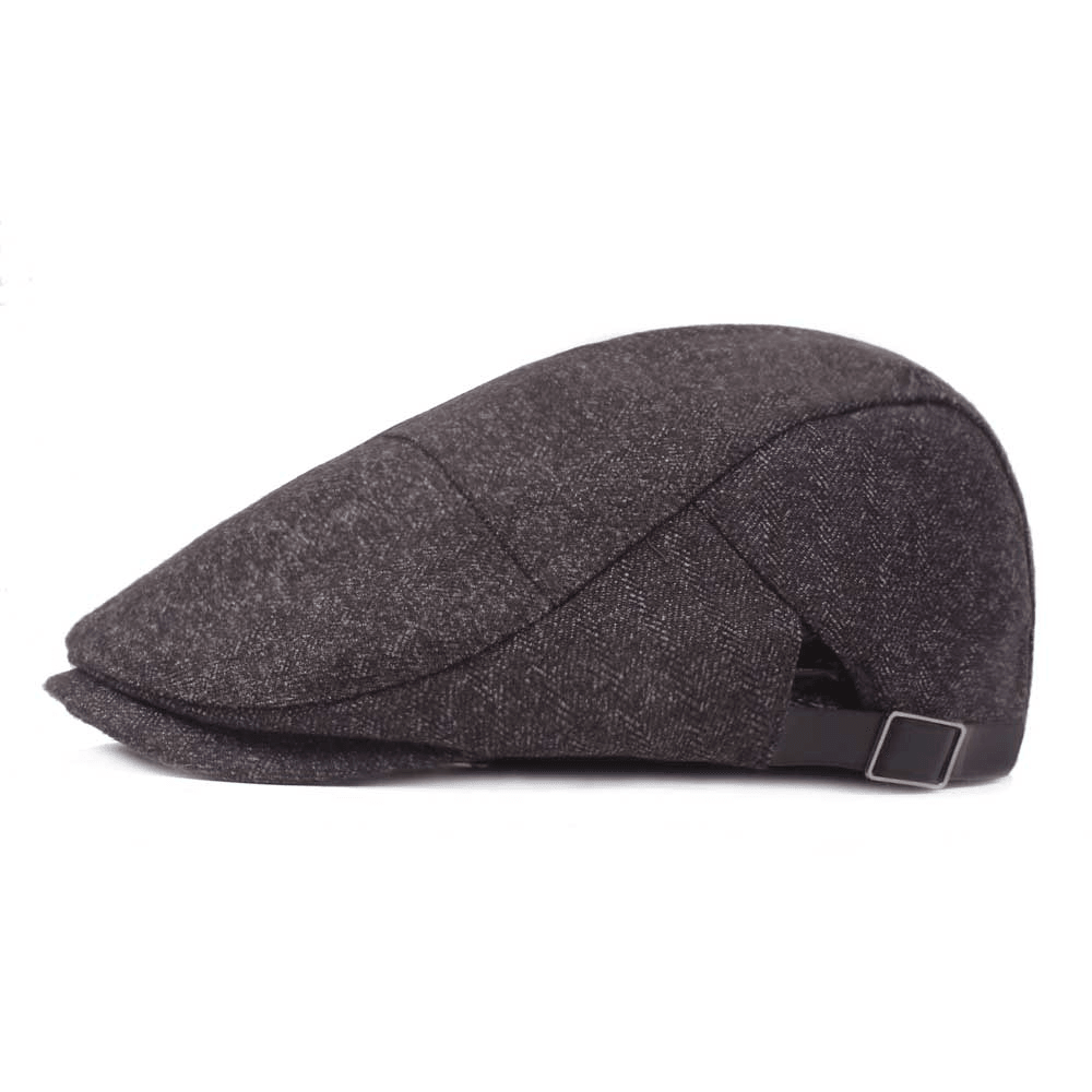 Mens Womens Casual Winter Warm Thicken Adjustable Beret Hat Outdoor Plain Newsboy Caps - MRSLM