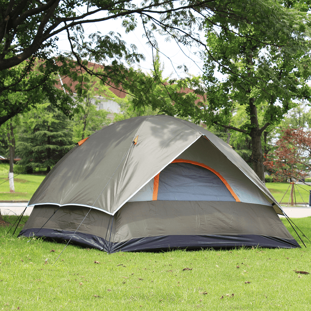 Outdoor 2-4 Persons Camping Tent Double Layer Waterproof Windproof Anti-Uv Sunshade Canopy - MRSLM