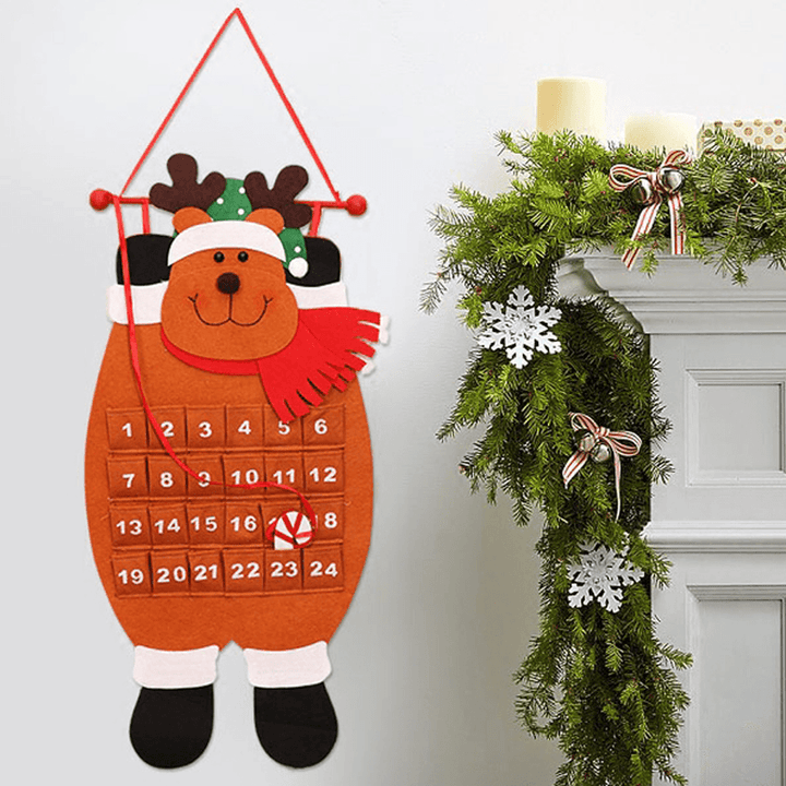 Christmas Countdown Calendar Snowman Deer Hanging Advent Calendar Decorations Home Decor - MRSLM