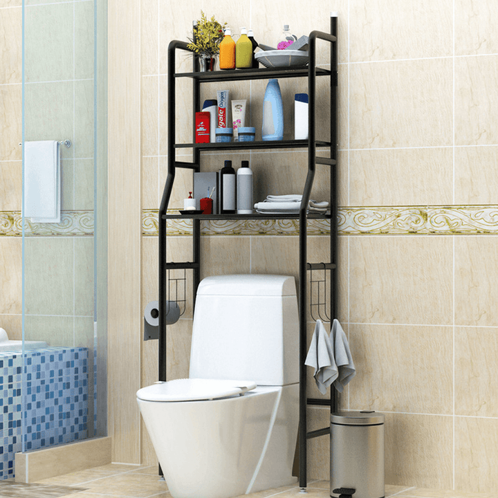 Bathroom Toilet Storage Rack Wall Punch-Free Toilet Washbasin Storage Shelf Bathroom Shelf Rack - MRSLM