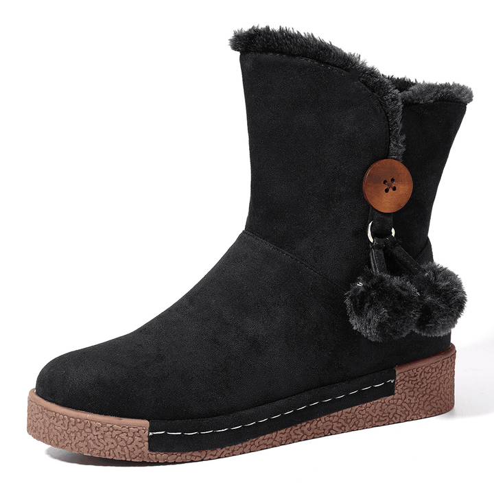 LOSTISY Women Zipper Boots Plush Fur Warm Snow Boots - MRSLM