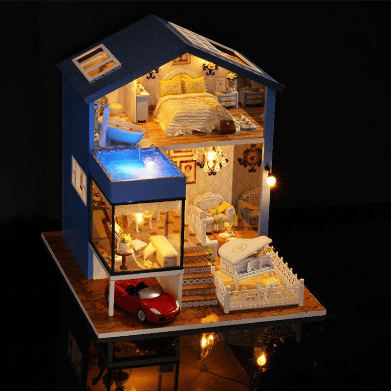 Cuteroom A-061-A Seattle DIY Dollhouse Miniature Model with Light Music Collection Gift Decor - MRSLM