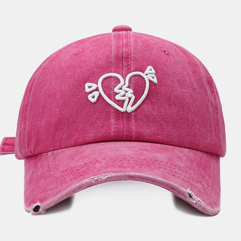 Unisex Love Embroidery Soft Top Baseball Cap Outdoor Wild Curved Brim Adjustable Breathable Sunshade Cap - MRSLM