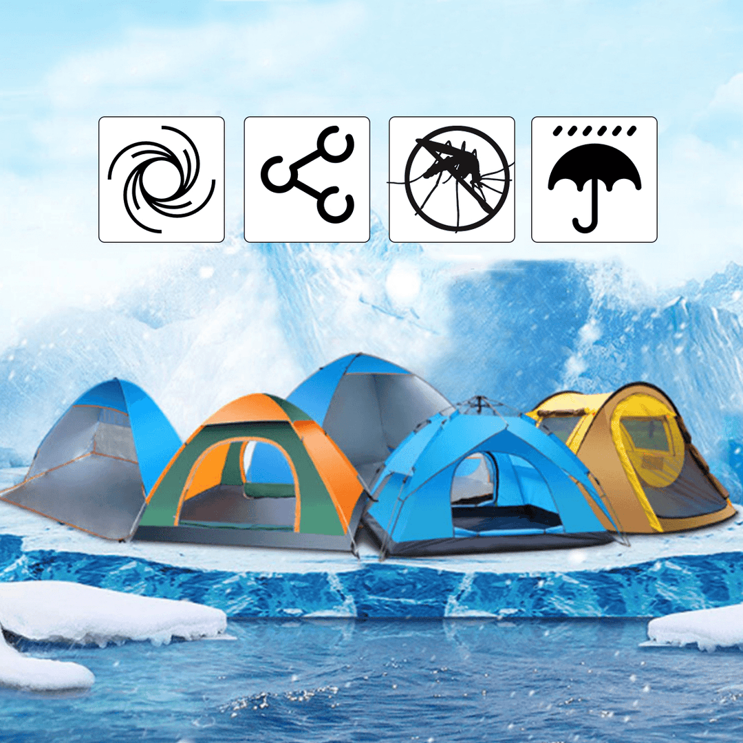 3-4 Person Waterproof Automatic Tent Outdoor Camping Sleeping Tent 210D Oxford Cloth Traveling Beach Tent - MRSLM