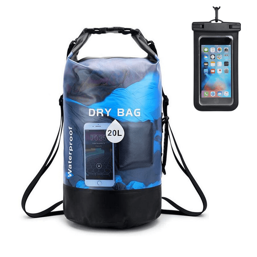 Ipree® 10/20L Waterproof Dry Bag Lightweight Dry Storage Backpack with 6.5Inch Phone Bag for Travel Floating Sailing Boating Swimming Camping Beach - MRSLM