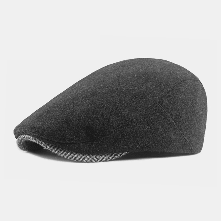 Unisex Plain Felt Berets Hasp Adjustable British Retro Simple Forward Hat Flat Hat Driver Hat - MRSLM