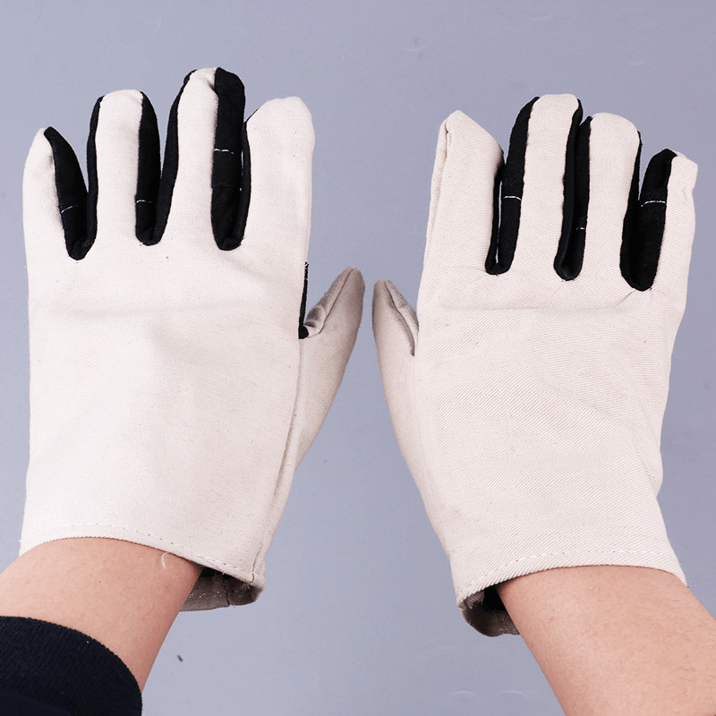 KALOAD 1 Pair Double Layer Thicken Canvas Work Welding Gloves Wearproof Non-Slip Security Labor Protection Gloves - MRSLM