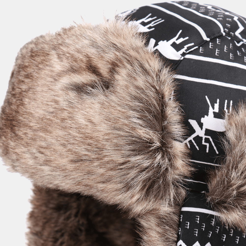 Men Stick Figure Sheep Pattern Thicken Warm Trapper Hat Outdoor Windproof Ear Protection Christmas Hat Ushanka Hat Russian Hat - MRSLM