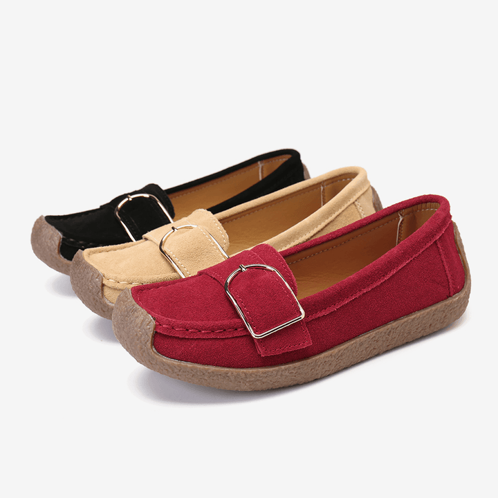 Women Soft Sole Buckle Breathable Casual Slip on Flats - MRSLM