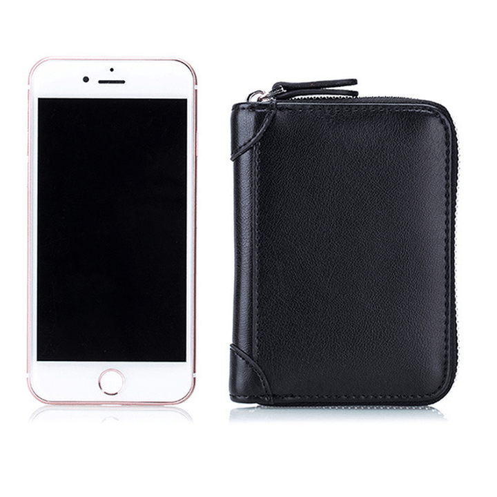 Large Capacity RFID Genuine Leather Men Women Casual Zipper Creddit Card Holder - MRSLM