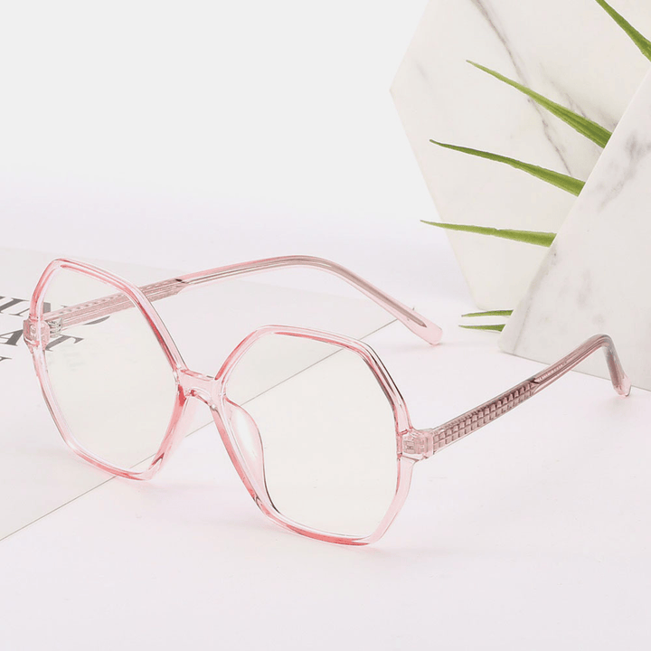 Women Polygon Large Frame Full Frame Optical PC Lens Fashion Casual Glasses - MRSLM