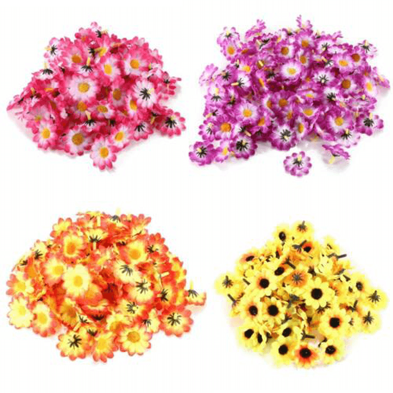 100Pcs Artificial Daisy Gerbera Heads Silk Flowers Wedding Birthday Party Decorations - MRSLM