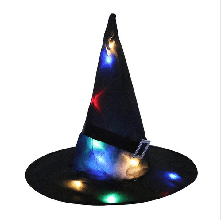 Halloween LED Costume Props Witch Hats LED Lights Cap for Halloween Outdoor Tree Hanging Ornament Home Glow Party Decor - MRSLM