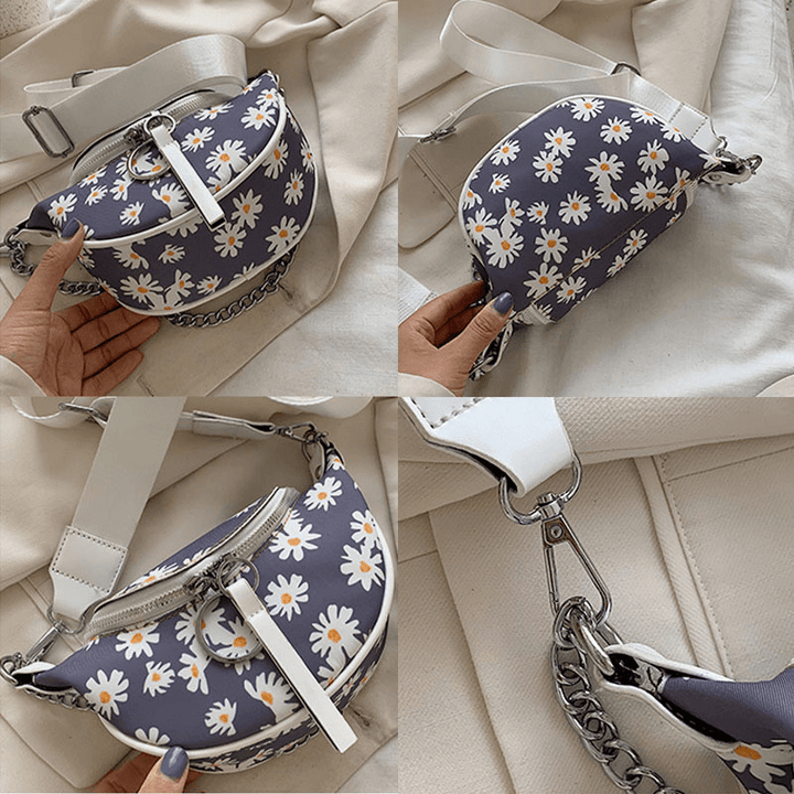 Women PU Summer Small Daisies Chest Bag - MRSLM