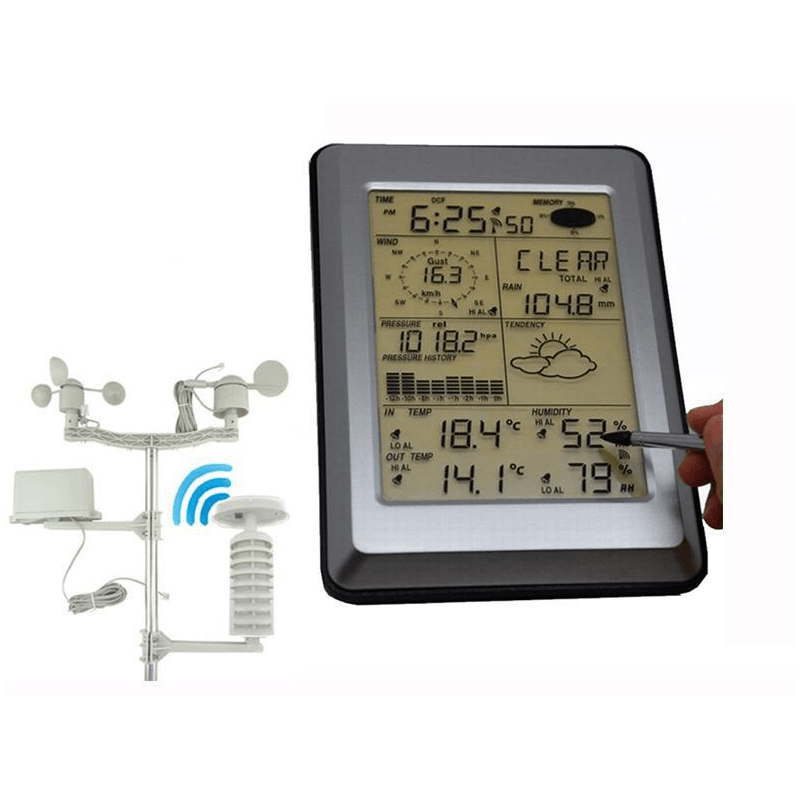 MISOL Professional Wireless Weather Station Touch Panel with Solar Sensor PC Interface - MRSLM