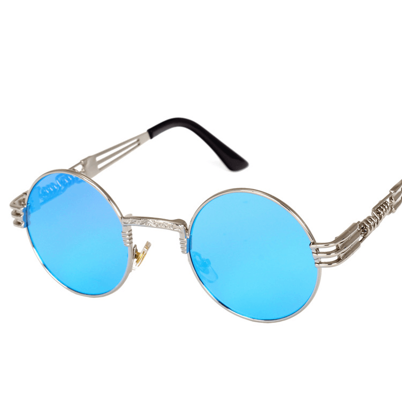 Personality Steampunk Sunglasses round Frame Trend Ladies Sunglasses Men Travel Street Photography Glasses - MRSLM