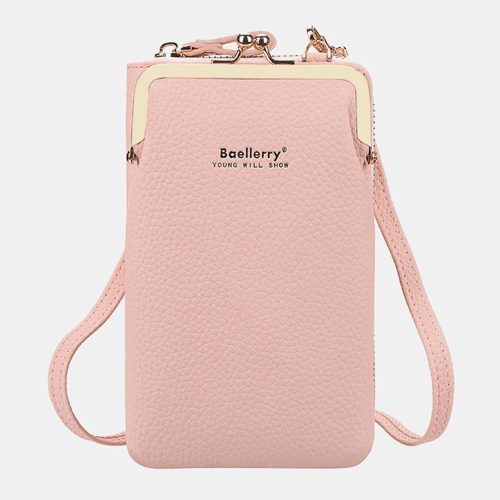 Baellerry Women Lychee Pattern 6 Card Slots 6.5 Inch Phone Bag Crossbody Bag - MRSLM