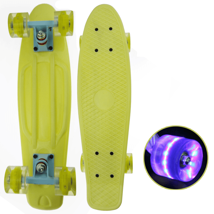 22 Inch Children Skateboard Mini Cruiser Skateboard with LED Flashing Wheels for Beginners Kids Gifts - MRSLM