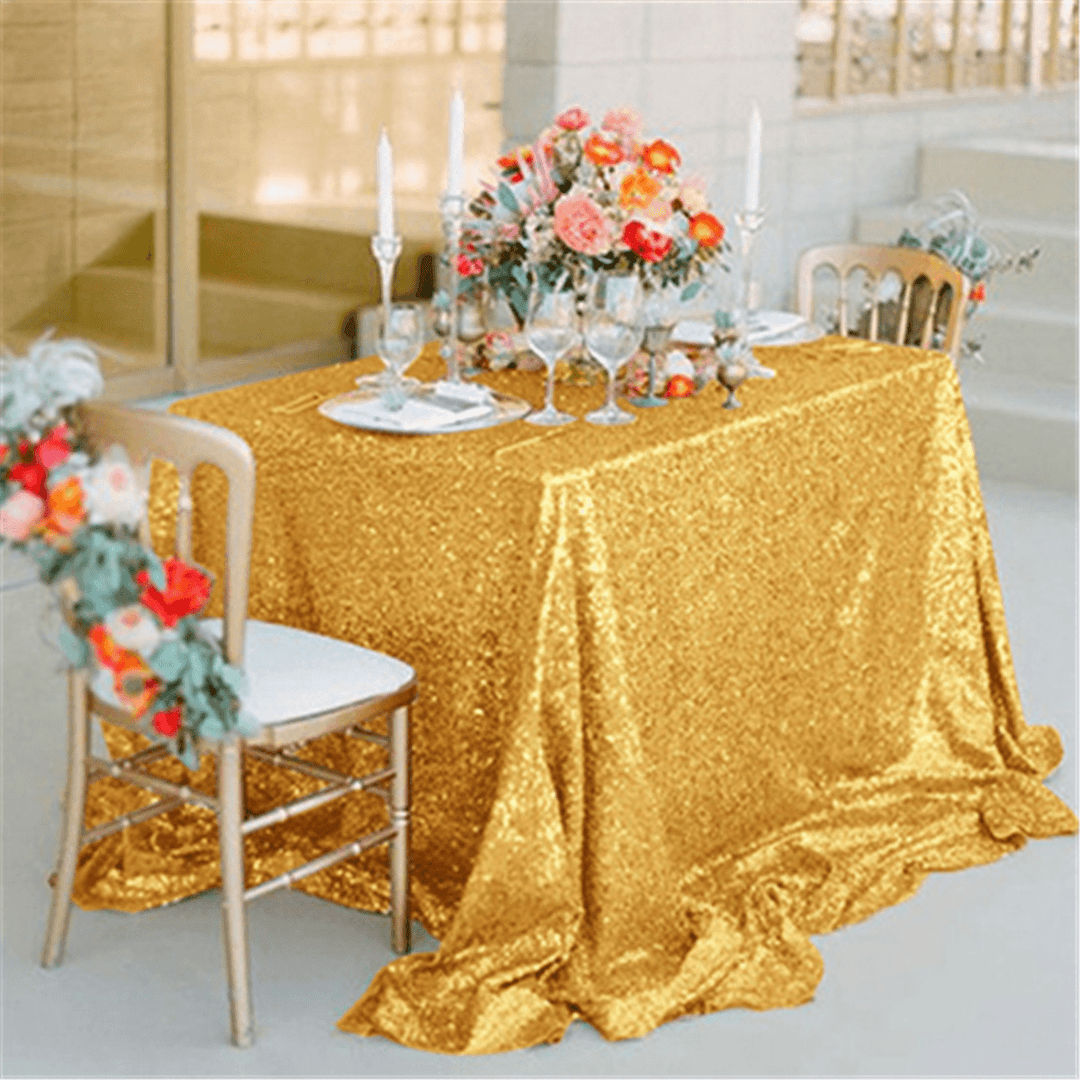 51''X20'' Gold Rose Sparkly Sequin Tablecloth Cover Banquet Wedding Party Decor - MRSLM