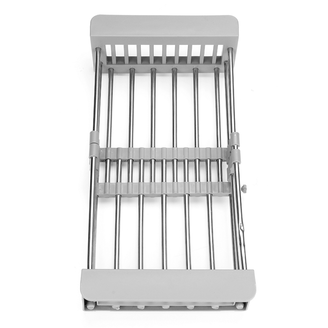 Kitchen Sink Stainless Steel Drain Basket Telescopic Multifunctional Fruit Washing Basket Dish Rack - MRSLM