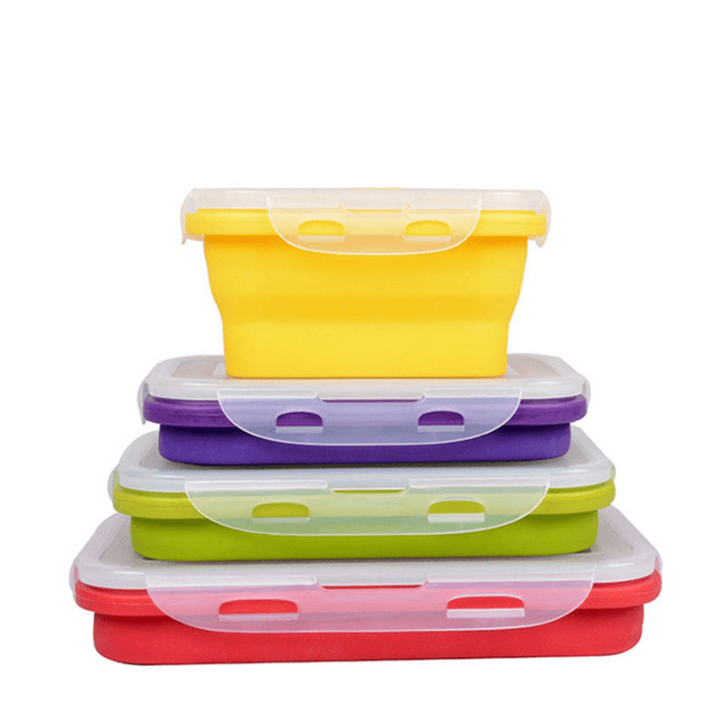 Ipree® 4 Size Collapsible Silicone Lunch Boxes Portable Food Storage Kitchen Containers - MRSLM