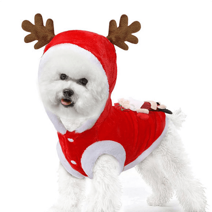 2020 Christmas Pet Clothes for Dogs Cats Costume Santa Claus Puppy Cat Clothes Winter Warm Dog Jacket Coats for Pet Hoodies Clothing - MRSLM