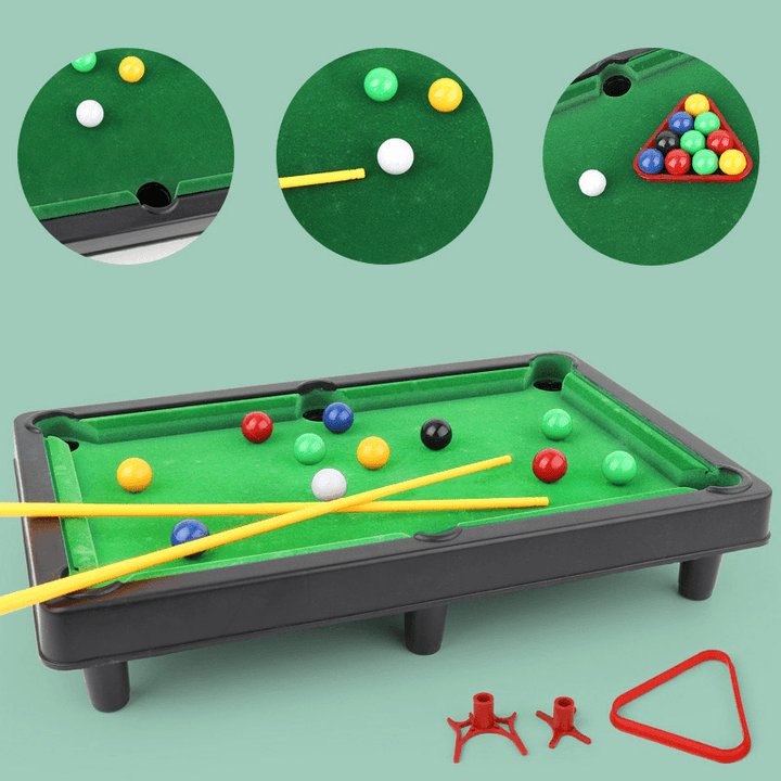 Mini Table Ball Game Set Parent-Child Billiards Game Snooker Table with Pole Frame Snooker Pool Table - MRSLM