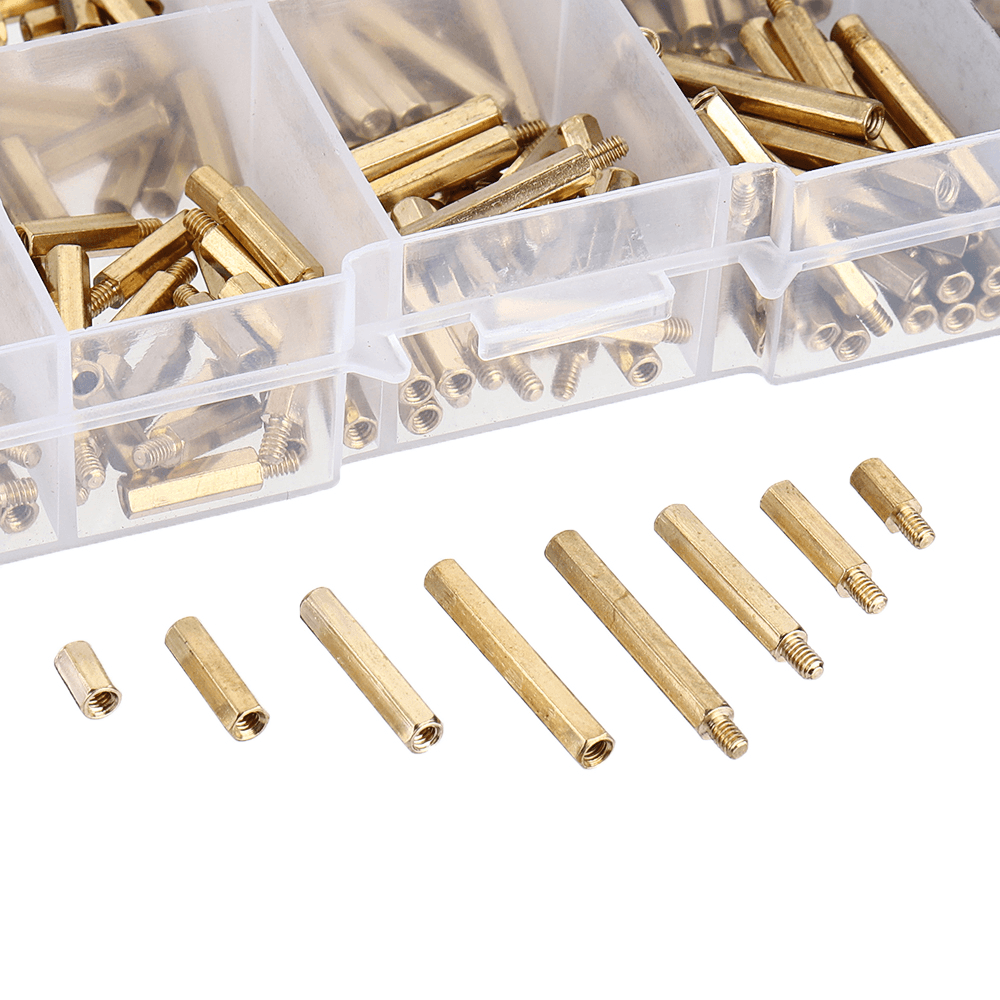 Suleve M2BH1 320Pcs M2 Male-Female Brass Hex Column Standoff Support Spacer Pillar for PCB Board - MRSLM