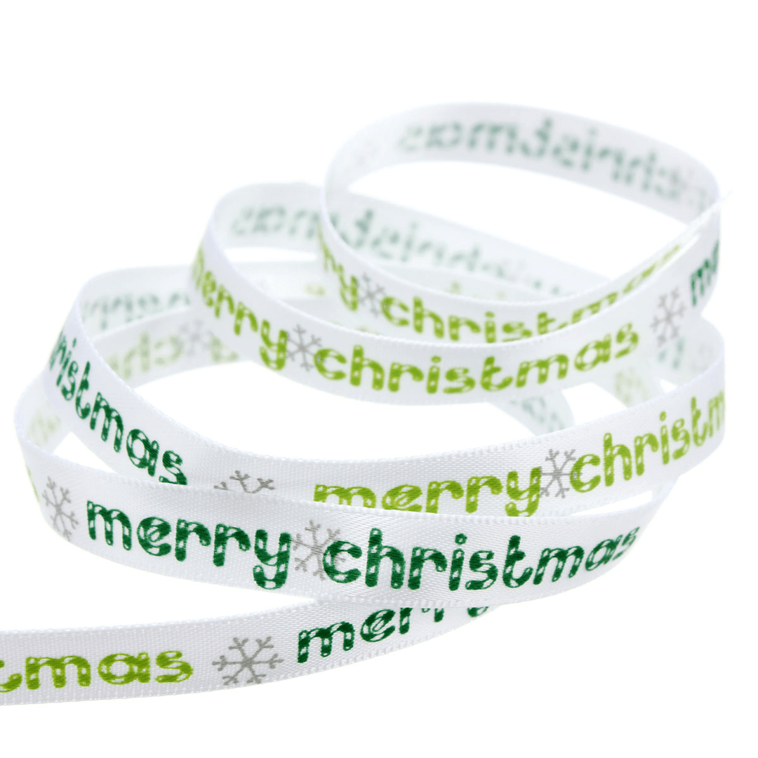 5 Yard 10Mm Printed Merry Christmas Tree Grosgrain Ribbon DIY Craft - MRSLM