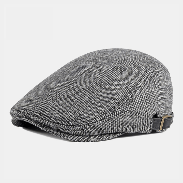 Men Autumn Winter Warm Herringbone Berets British Retro Adjustable Newsboy Hat Forward Hat - MRSLM