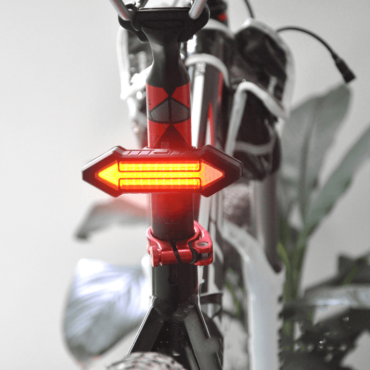 BIKIGHT Intelligent Remote Control Bicycle Light LED Warning Laser Steel Ring Tail Lights - MRSLM