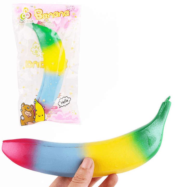 Sanqi Elan Rainbow Banana Squishy 18*4CM Soft Slow Rising with Packaging Collection Gift Toy - MRSLM