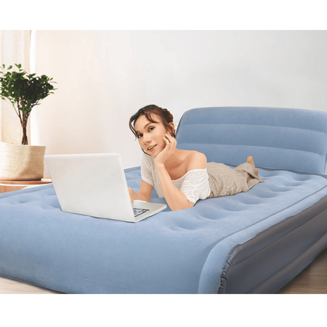 High Thickening Inflatable Bed Double Flocking Back Lazy Folding Bed Moisture-Proof and Moisture-Proof Home Users Outside - MRSLM