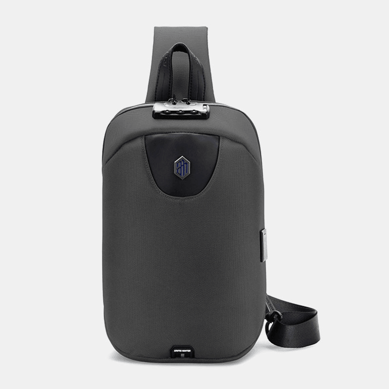 Men USB Charging Anti-Theft Code Lock Chest Bag Multi-Function Large Capacity Outdoor Travel Crossbody Bag - MRSLM