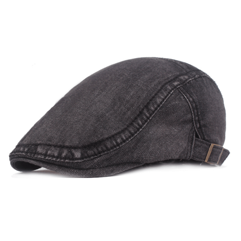 Men Washed Denim Beret Caps Forward Caps Outdoor Travel Hats Retro Hat - MRSLM