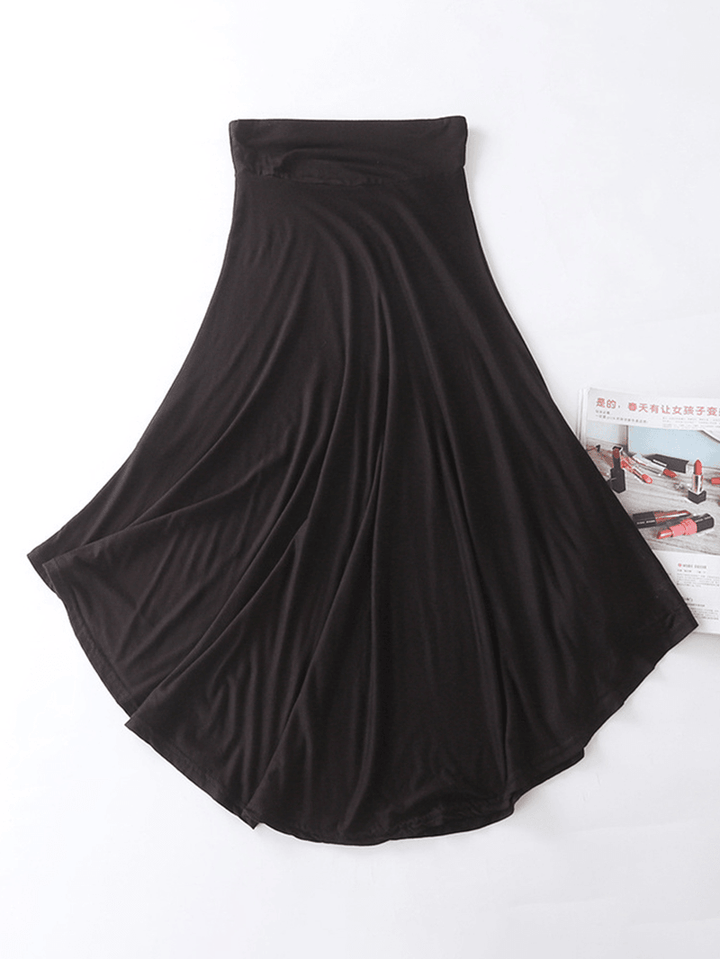 Women Solid Color Irregular Hem Elastic Waist Skirts - MRSLM